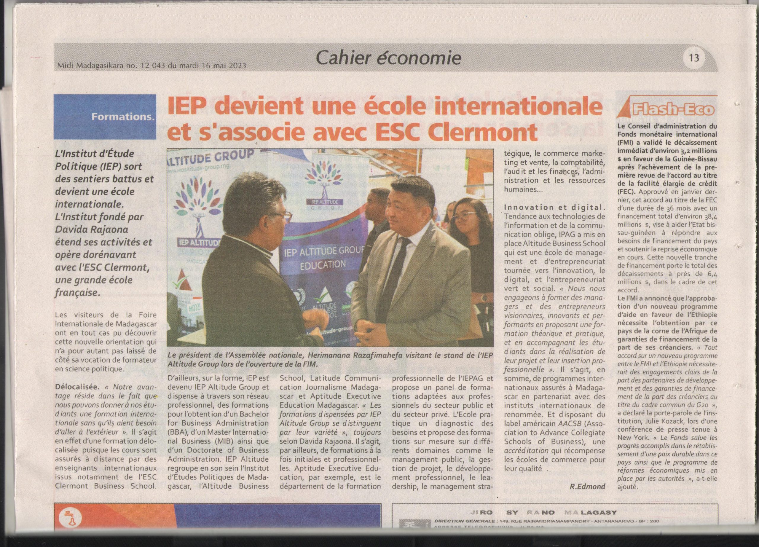 Article FIM (Foire Internationale de Madagascar) IEPAG 2023